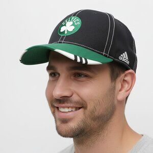 Adidas Boston Celtics NBA Fullback Hat Black Green White Clover Logo Cap L/XL